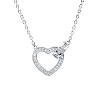 Certified Cubic Zirconia Heart Shaped Necklace In Silver