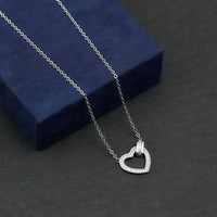 Certified Cubic Zirconia Heart Shaped Necklace In Silver
