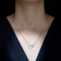 Certified Cubic Zirconia Heart Shaped Necklace In Silver