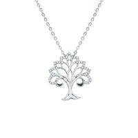 Certified Cubic Zirconia Tree of Life Necklace in Sterling Silver