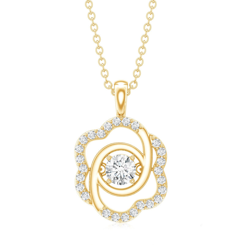 Flower pendant necklace with lab-grown diamond from Rosec Jewels featuring a delicate floral design and sparkling gemstone.
