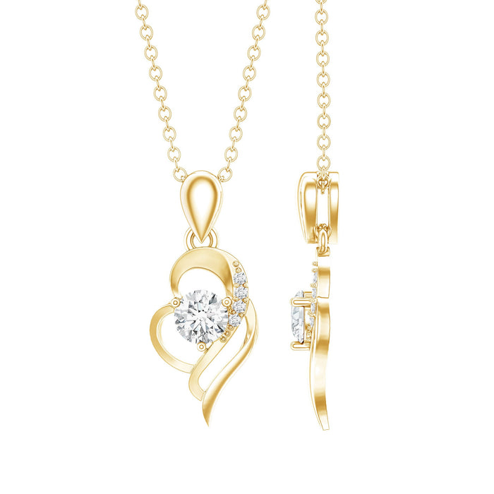 Heart pendant necklace with lab-grown diamond from Rosec Jewels, featuring a delicate chain and sparkling gemstone.