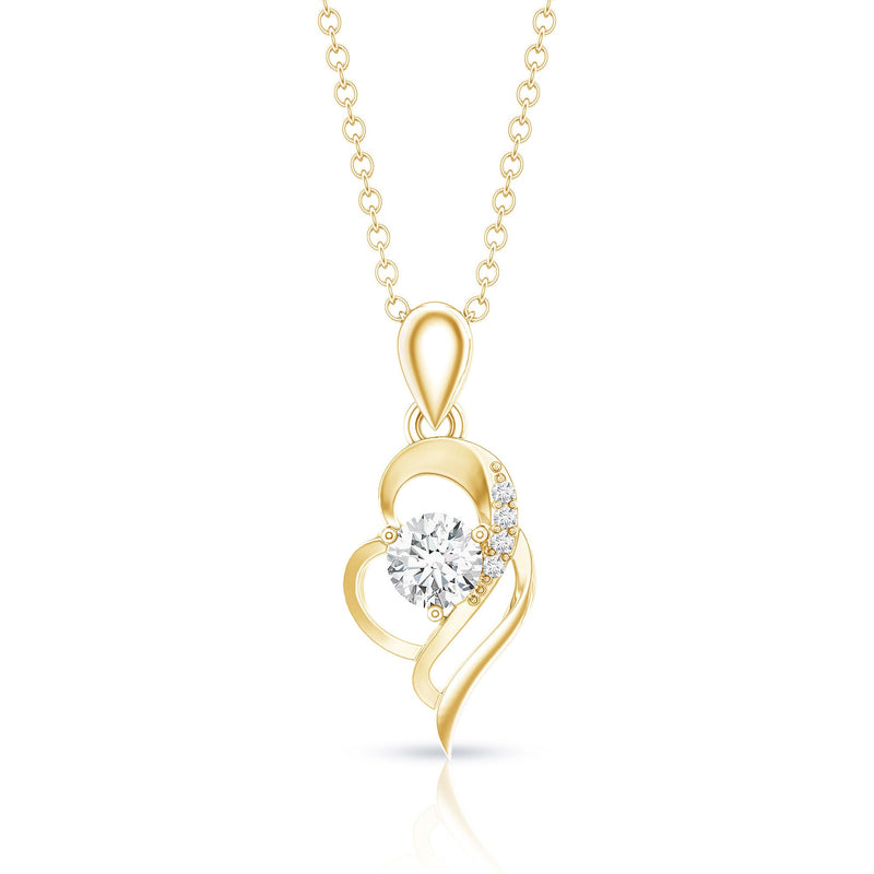Heart pendant necklace with lab-grown diamond by Rosec Jewels, featuring a delicate chain and sparkling gemstone.