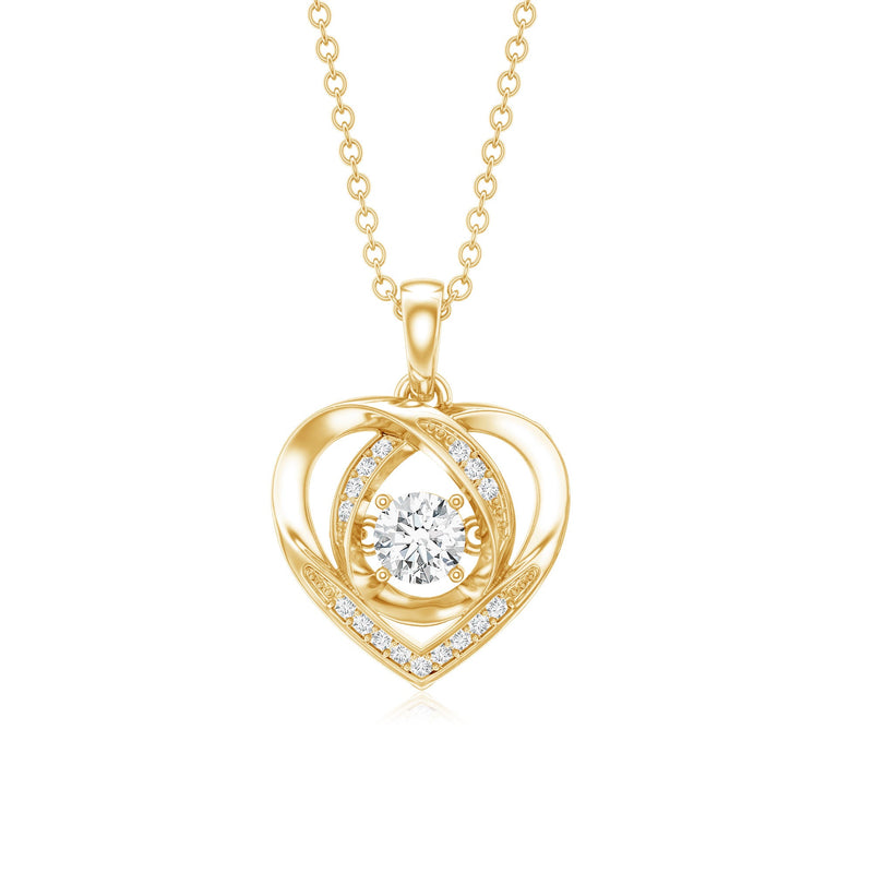 Certified lab-grown diamond heart pendant necklace by Rosec Jewels featuring a sparkling heart-shaped pendant on a delicate chain.
