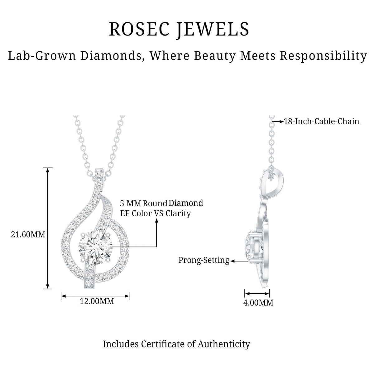 Certified Lab Grown Diamond Leaf Necklace