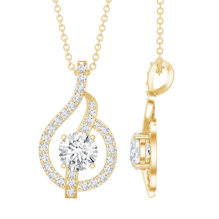 Lab grown diamond leaf pendant necklace by Rosec Jewels featuring a sparkling leaf design and elegant chain.