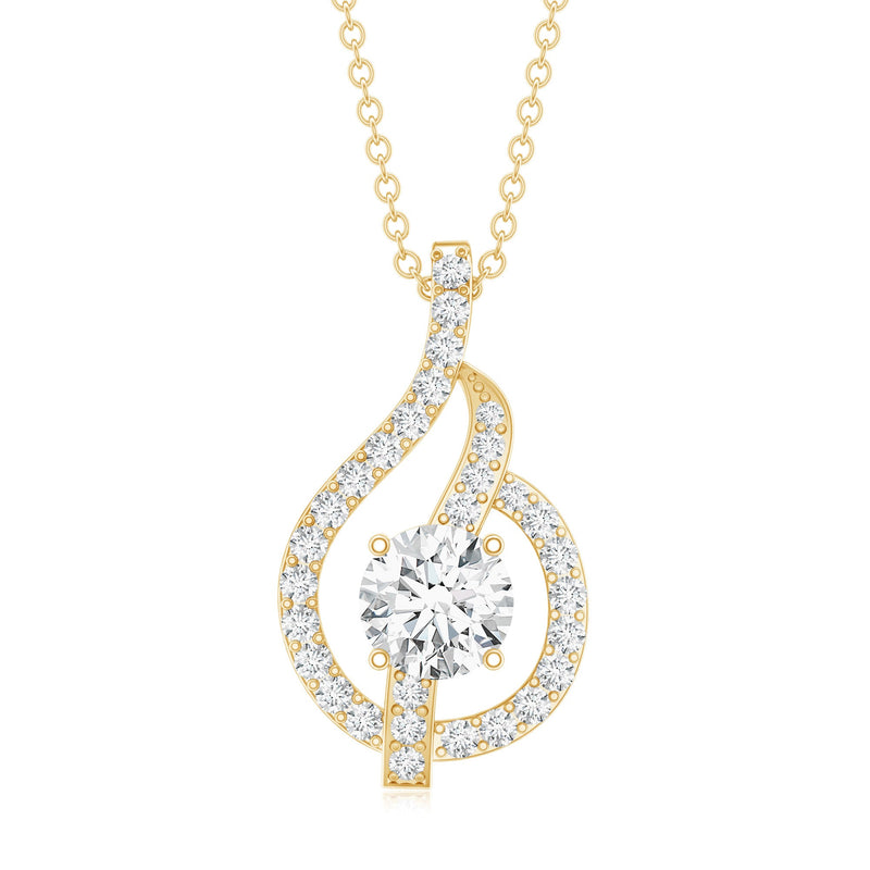 Lab grown diamond leaf pendant necklace by Rosec Jewels featuring a sparkling diamond-studded leaf design.