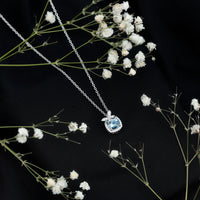 Natural Cushion Cut 1 Carat Aquamarine Pendant Necklace with Butterfly