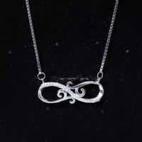 Vintage Style CZ Diamond Infinity Necklace in Sterling Silver
