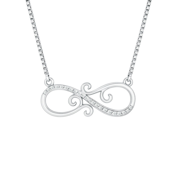 Vintage Style CZ Diamond Infinity Necklace in Sterling Silver