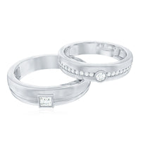 Real Diamond Couple Wedding Band Set