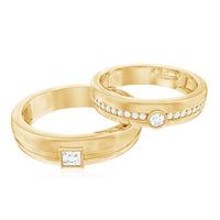 Real Diamond Couple Wedding Band Set