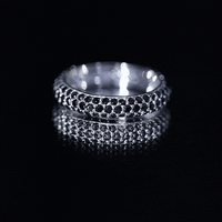 Certified Lab Grown Black Diamond 3 Row Eternity Band Ring