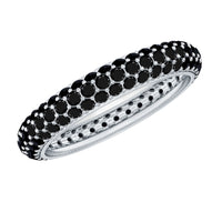 Certified Lab Grown Black Diamond 3 Row Eternity Band Ring
