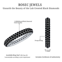 Certified Lab Grown Black Diamond 3 Row Eternity Band Ring