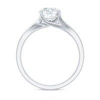 Certified Solitaire Moissanite bypass engagement ring by Rosec Jewels featuring a sparkling central moissanite stone and a sleek bypass design