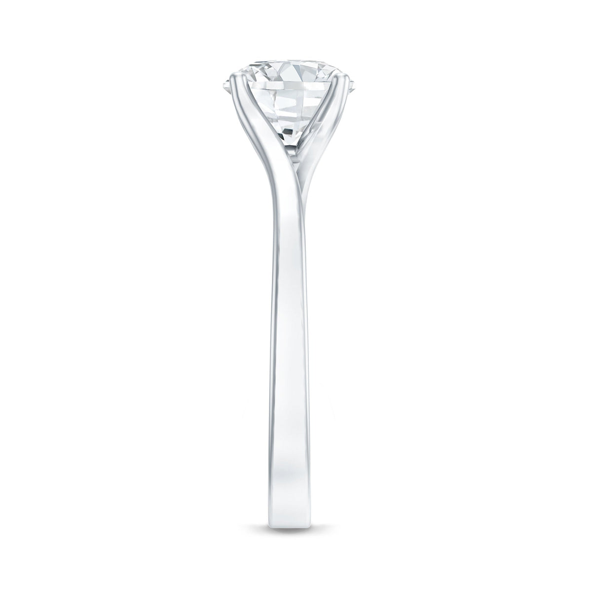 Certified Solitaire Moissanite bypass engagement ring from Rosec Jewels featuring a sparkling center stone and elegant bypass design.
