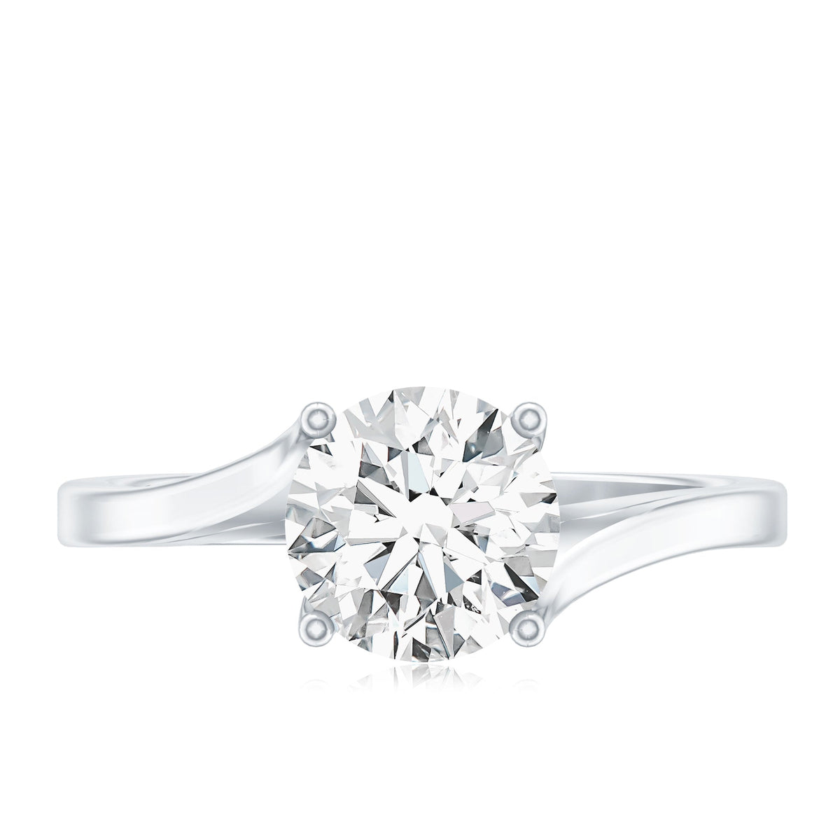 Certified Solitaire Moissanite bypass engagement ring from Rosec Jewels featuring a sparkling central stone and elegant band design.