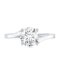Certified Solitaire Moissanite bypass engagement ring from Rosec Jewels featuring a sparkling central stone and elegant band design.