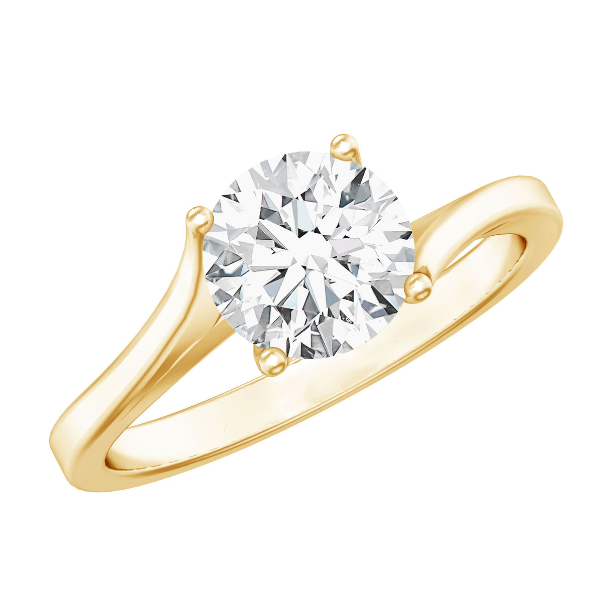 Certified solitaire moissanite bypass engagement ring by Rosec Jewels featuring a sparkling central moissanite stone and elegant bypass band.