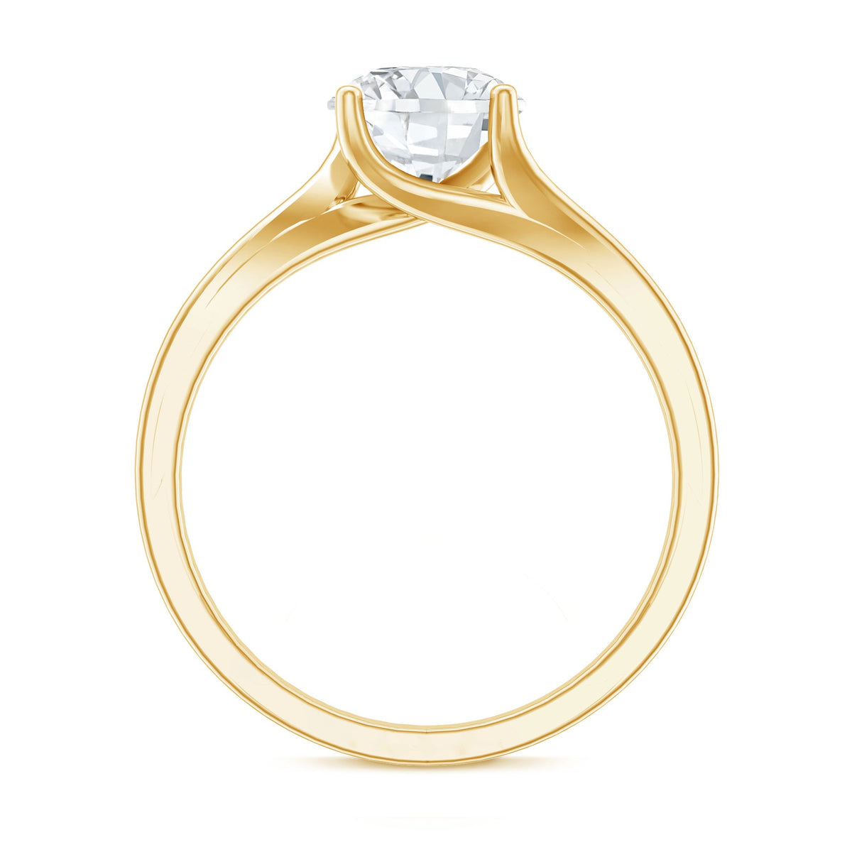 Certified solitaire moissanite bypass engagement ring by Rosec Jewels featuring a sparkling center stone and sleek band design.