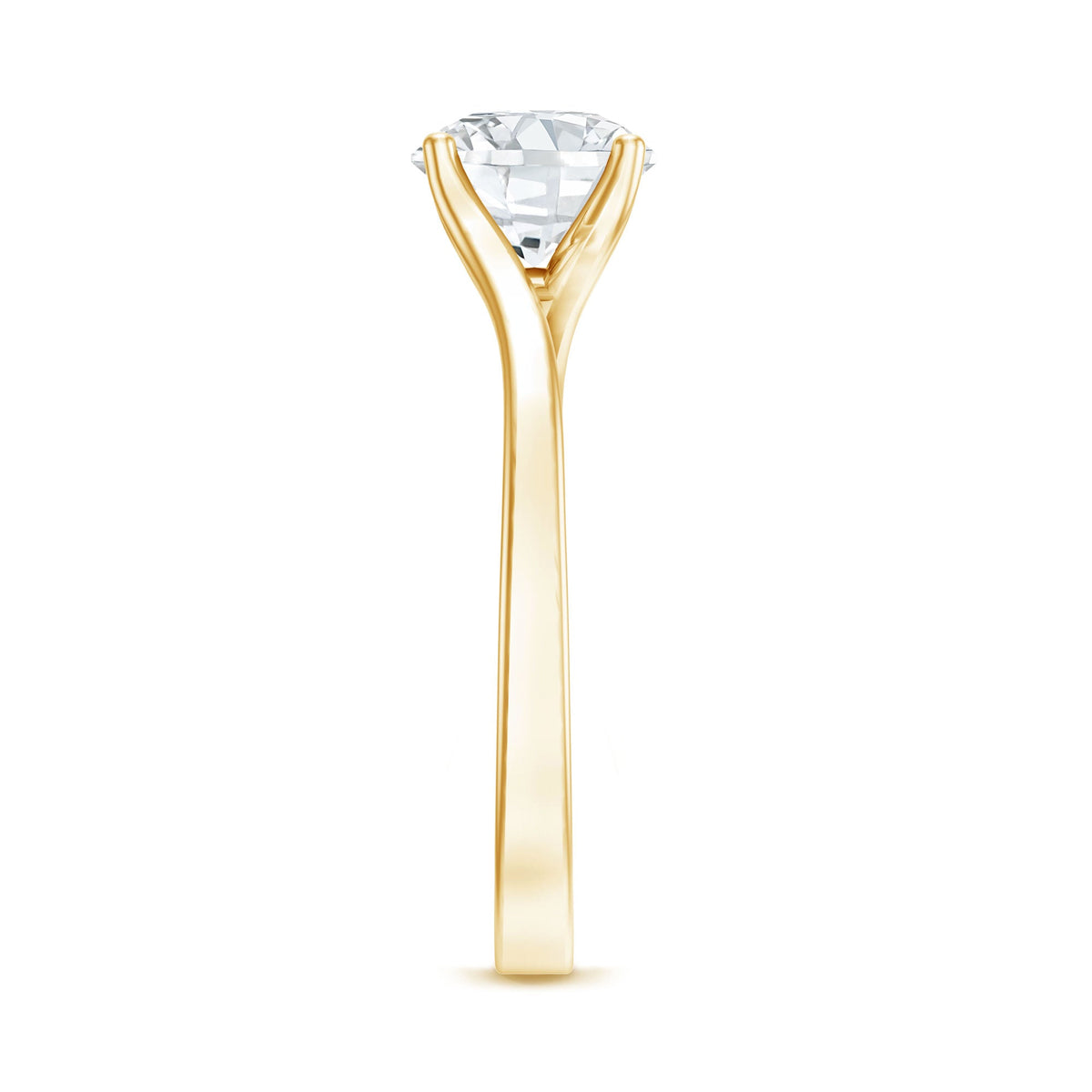 Rosec Jewels certified solitaire moissanite bypass engagement ring featuring a sparkling central stone and elegant band design.
