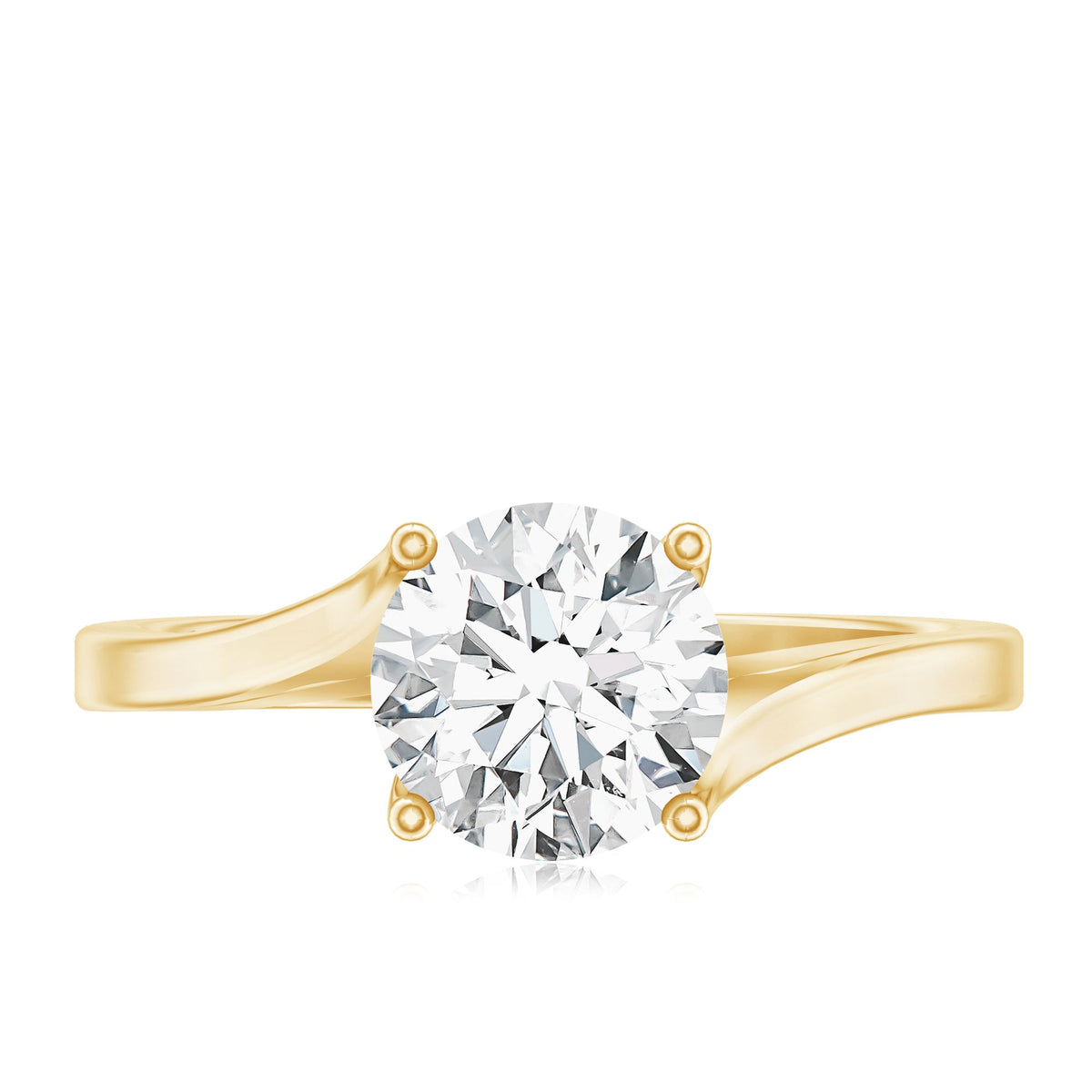 Certified solitaire moissanite bypass engagement ring from Rosec Jewels featuring a sparkling central stone and elegant band design.