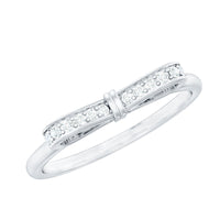 Natural diamond bow promise ring for women by Rosec Jewels, featuring a delicate design with sparkling diamonds on a silver band.