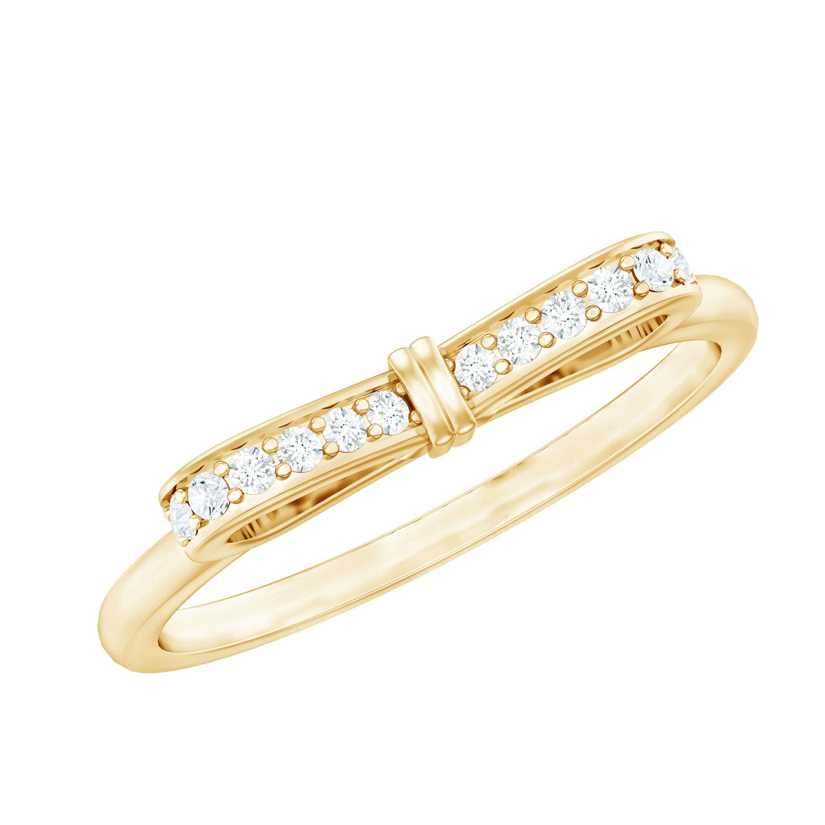 Natural diamond bow promise ring for women from Rosec Jewels, featuring a delicate design with sparkling diamonds on a silver band.
