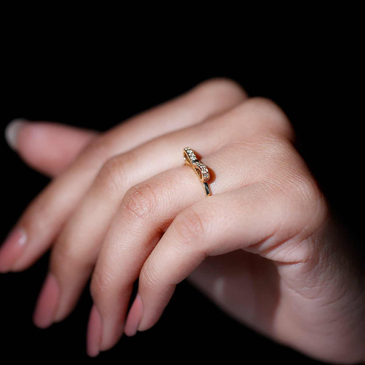 Natural diamond bow promise ring for women by Rosec Jewels, featuring a delicate design with sparkling diamonds and elegant craftsmanship.