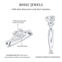 Heart Shape Moissanite Crossover Engagement Ring for Her