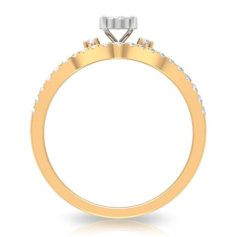 Diamond bypass engagement ring set with shadow band by Rosec Jewels, featuring sparkling diamonds and intricate design.