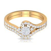 Diamond Bypass Engagement Ring Set with Shadow Band