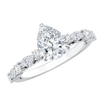 Solitaire Moissanite Teardrop Engagement Ring with Surprise Band