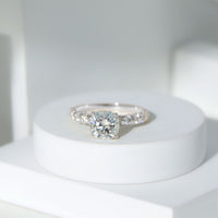 Cushion Cut Moissanite Solitaire Engagement Ring for Women