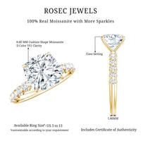 Cushion Cut Moissanite Solitaire Engagement Ring for Women
