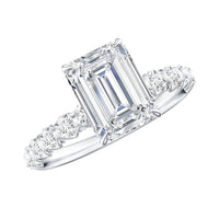Octagon Moissanite Solitaire Engagement Ring with Side Stones