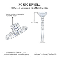 Octagon Moissanite Solitaire Engagement Ring with Side Stones