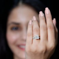 Princess Cut 3 Carat Moissanite Solitaire Engagement Ring with Side Stones