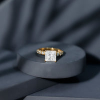 Princess Cut 3 Carat Moissanite Solitaire Engagement Ring with Side Stones