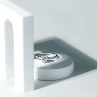Heart Shape Moissanite Solitaire Engagement Ring With Side Stones