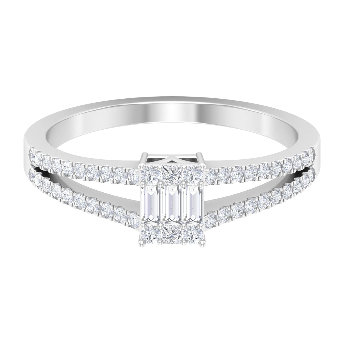 Split Shank Diamond Engagement Ring in Illusion Setting