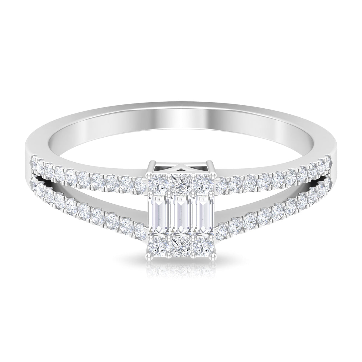 Split Shank Diamond Engagement Ring in Illusion Setting