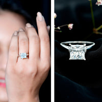 Princess Cut Certified Moissanite Solitaire Engagement Ring