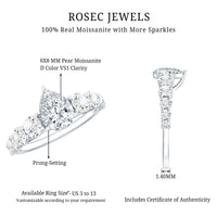Rosec Jewels Perfect Pear engagement ring featuring a sparkling moissanite gemstone set in a elegant ring design.