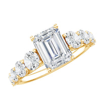 1.8 Carat Emerald Cut Moissanite Side Stone Engagement Ring with Certificate