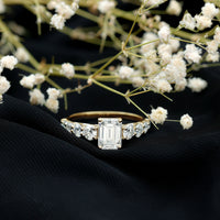 1.8 Carat Emerald Cut Moissanite Side Stone Engagement Ring with Certificate
