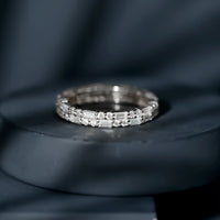 Double Row Moissanite Stackable Eternity Band Ring