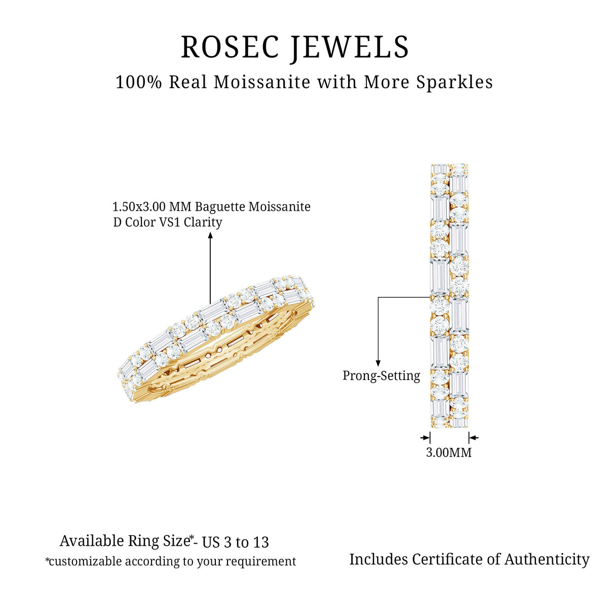 Double Row Moissanite Stackable Eternity Band Ring