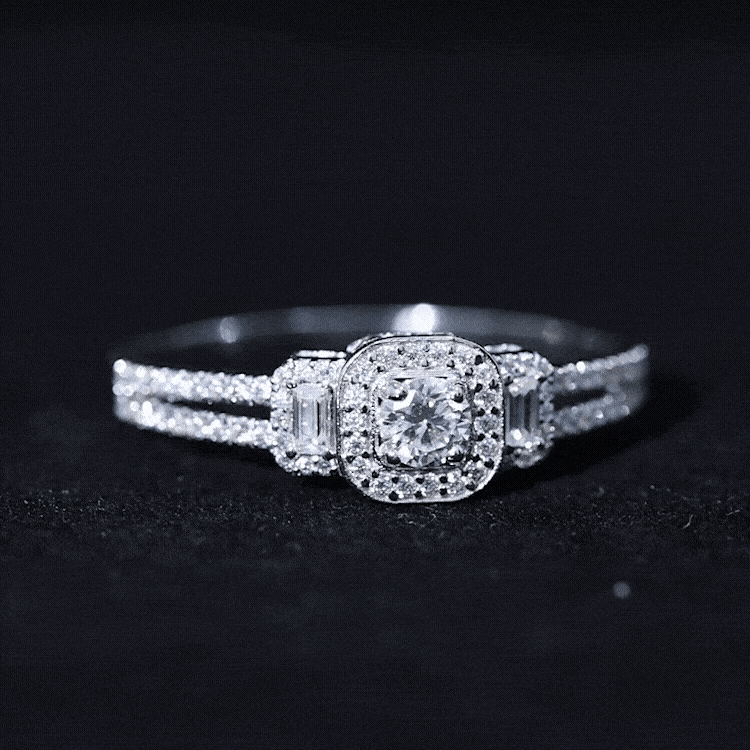 Vintage-inspired yellow gold moissanite engagement ring with intricate detailing from Rosec Jewels.